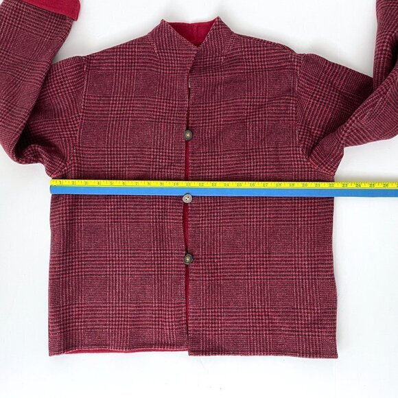 NEW L.L. Bean Women's Red Reversible Jacket Wool Blend Button Front L - Picture 4 of 9